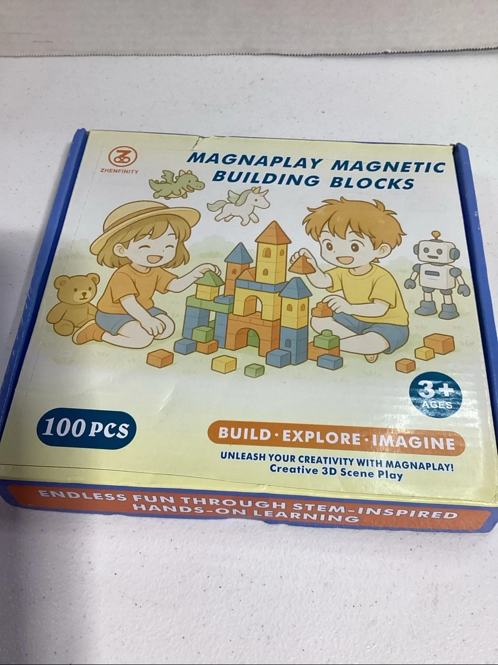 Magnetic Building Blocks Set (Blue) - 100pcs